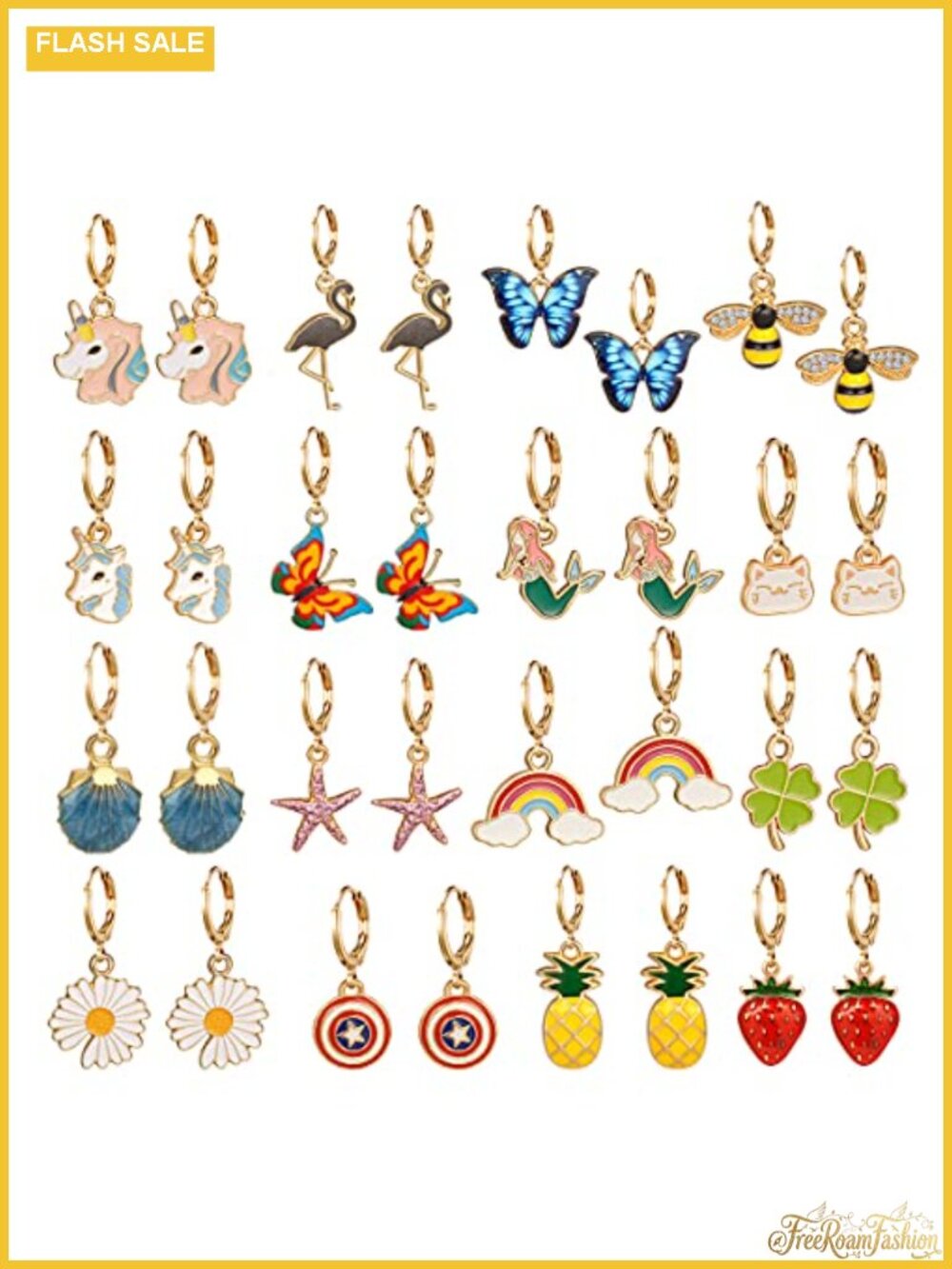 Girls Hypoallergenic Huggie Hoop Earrings Set 16 Pairs Leverback Cute Dangle